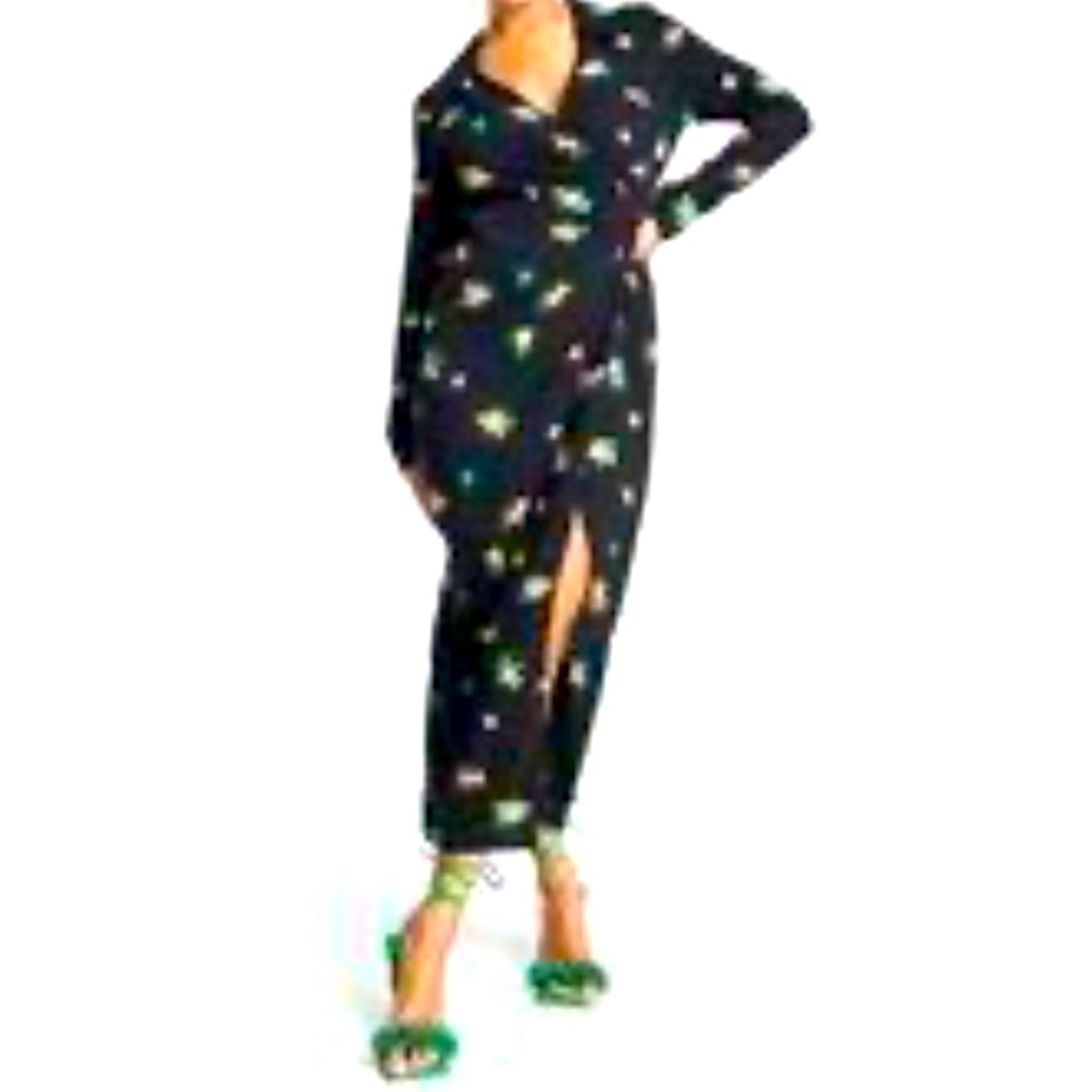 ASOS LONG BLACK FLORAL PRINT MAXI WRAPAROUND DRESS Size 4 Floral Black Dress